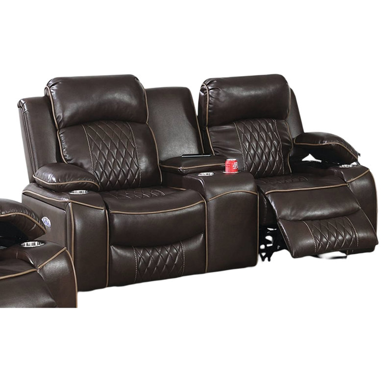 Fauteuil inclinable contemporain en gel avec chargement sans fil et porte-gobelet 2 bras de rangement modernes de couleur brune