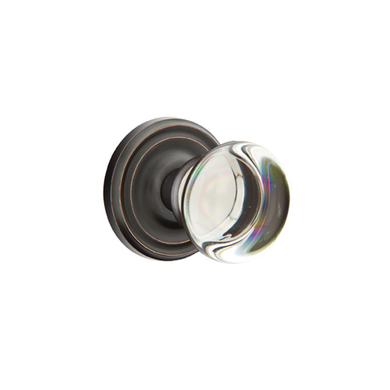 Passage Providence Clear Knob with Regular Rose, Oil Rubbed Bronze