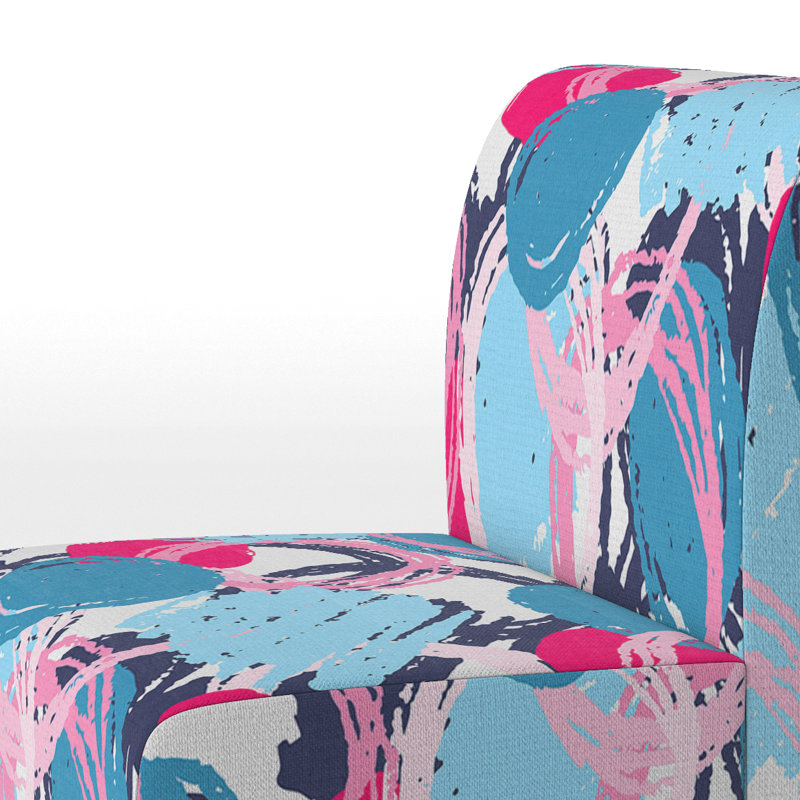 Fauteuil de chambre bleu et rouge à motif géométrique Stroke