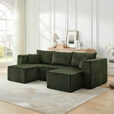 Canapé modulaire compact en velours côtelé avec un style minimaliste moderne