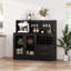  Armoire à vin moderne avec lumières à DEL, bar à café avec supports à vin et porte-verre, station de charge