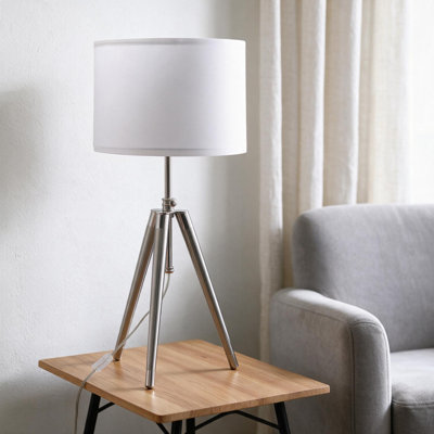 Lampe de table à trépied réglable en métal chromé / argenté 34,25 "- 29,25" Mid-Century
