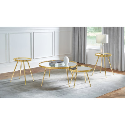 Ensemble de table basse et de table d'appoint 4 pièces Lymon Gold