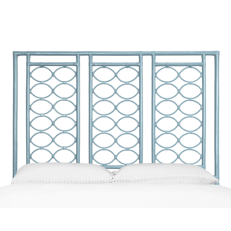 Infinity Wicker/Rattan Open-Frame Headboard, Queen, Pool Blue