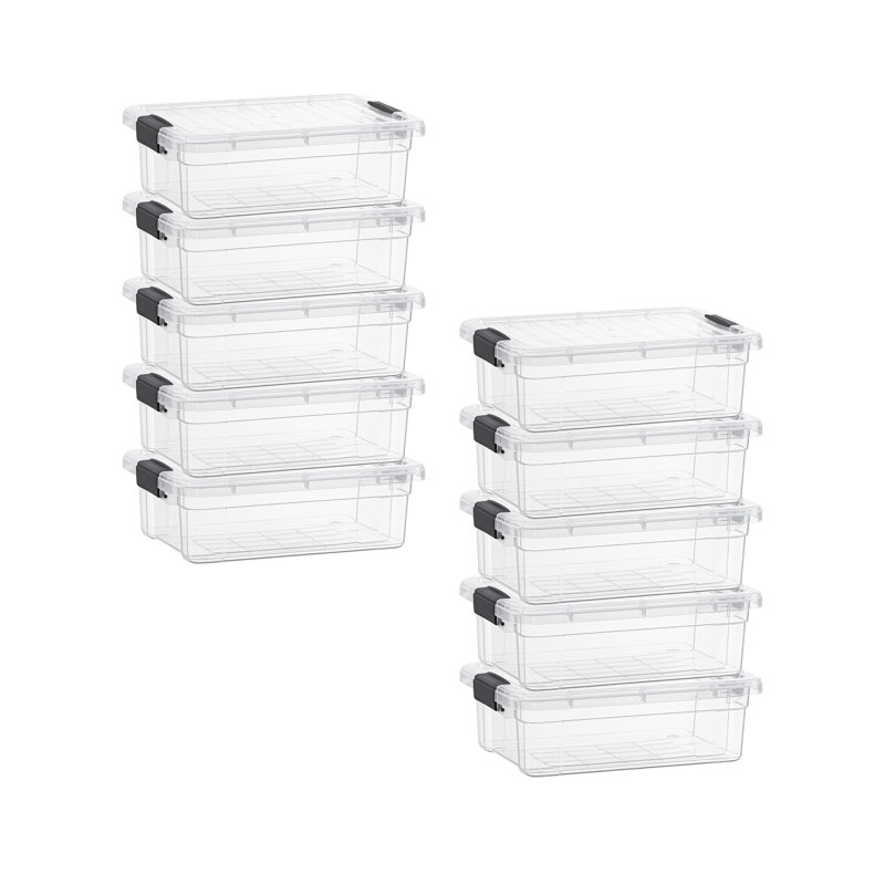  Mini Clear Storage Bin with Lid, 1.27 Qt. Plastic Organizing Storage Box for Home, 10 Pack, 2.3 Qt.