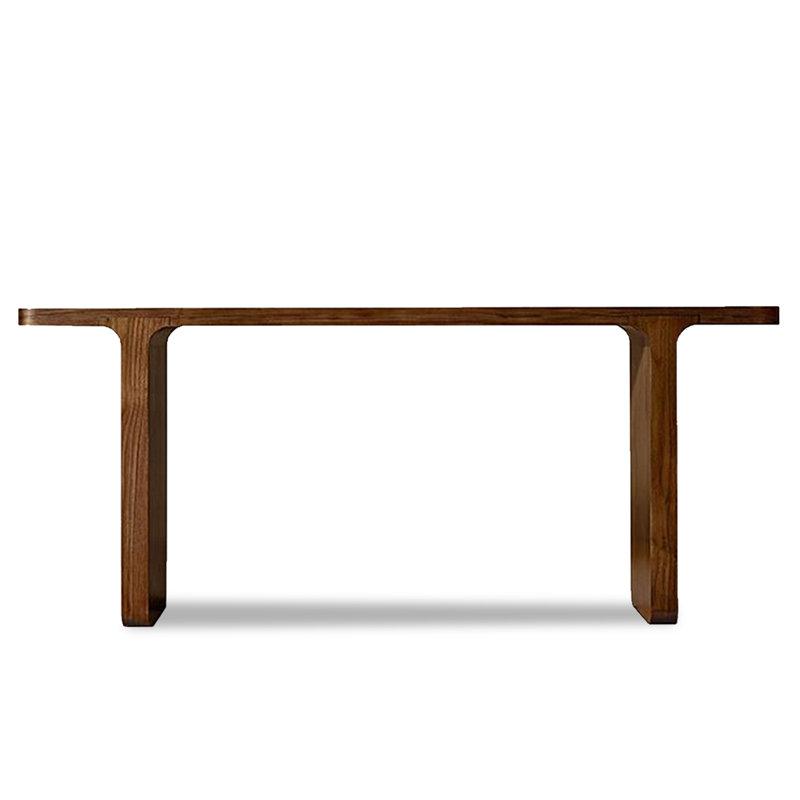 Table d'entrée en bois massif de style Wabi-Sabi avec lignes épurées, H 33,86 po x l 59,84 po x P 11,81 po, Brun