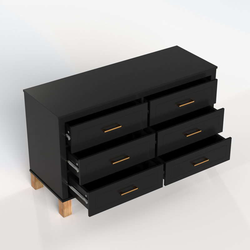Commode double 6 tiroirs, Noir