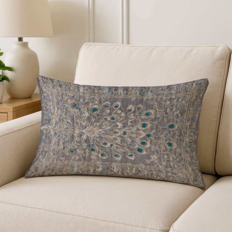 Coussin décoratif intérieur et extérieur Modern, Gris abstrait 137, Rectangle H 18 po x l 25 po