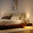 King Size Linen Bed With Floating Nightstands Bedroom Set
