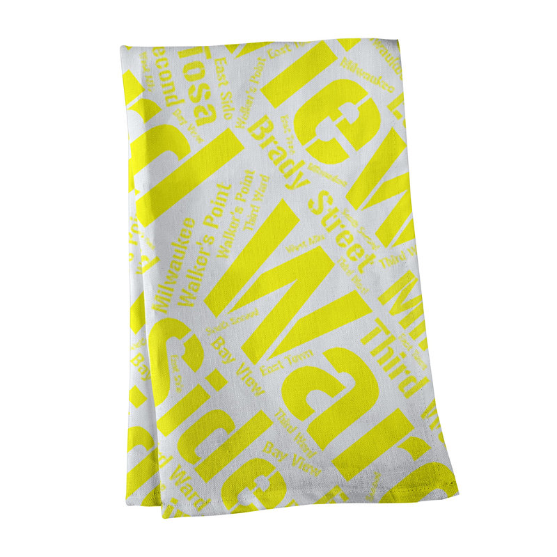 Cotton Tea Towel Kitchen Towel, Yellow, Milwaukee