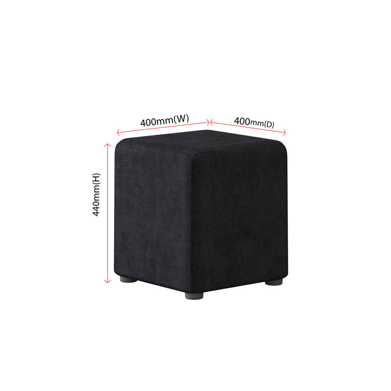 Aliete Accent Stool, Velvet, Jet Black