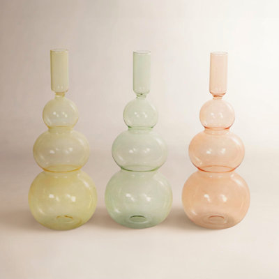 Glass Candlestick Holder Set
