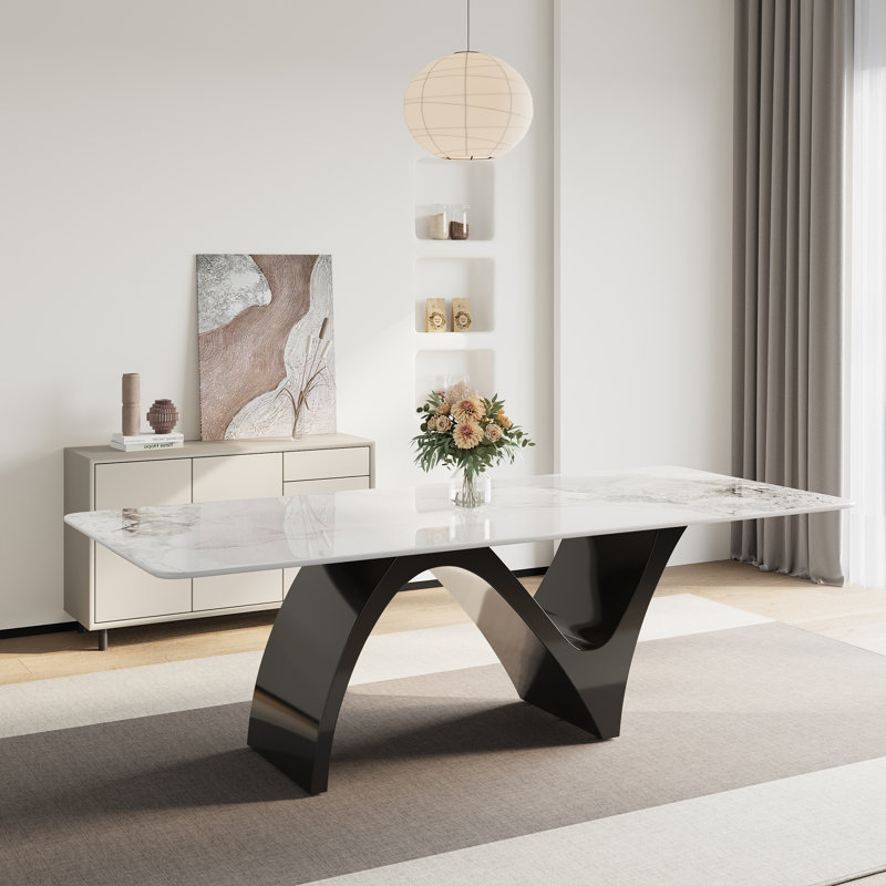86" Modern Dining Table Set With 8 Dining Chairs, 9 Pieces: Table, 8 Chairs, 29.53" H x 86.6" W x 39.37" D