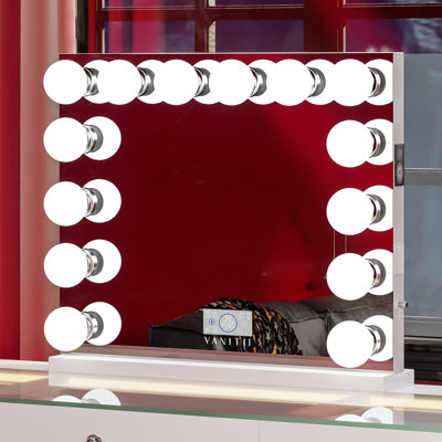 Miroir de maquillage avec ampoules à intensité variable et fixation murale Bluetooth