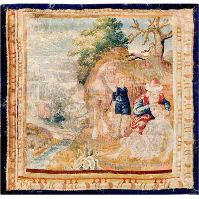 Antique Tapestry Belgium Allover Flat Weave Rug