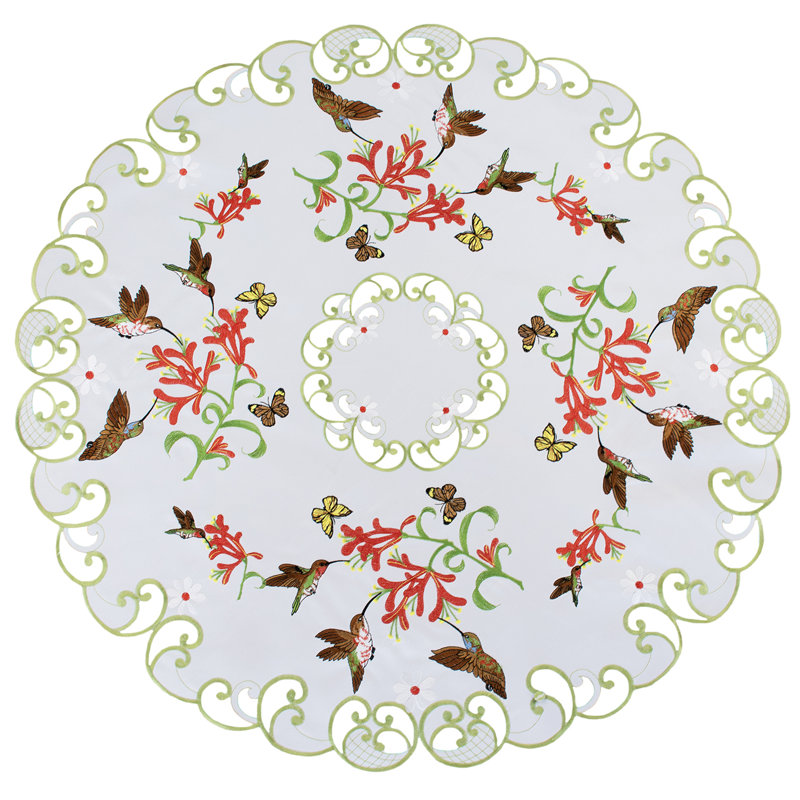 Decorative Round Table Topper With Hummingbirds (34" Round)