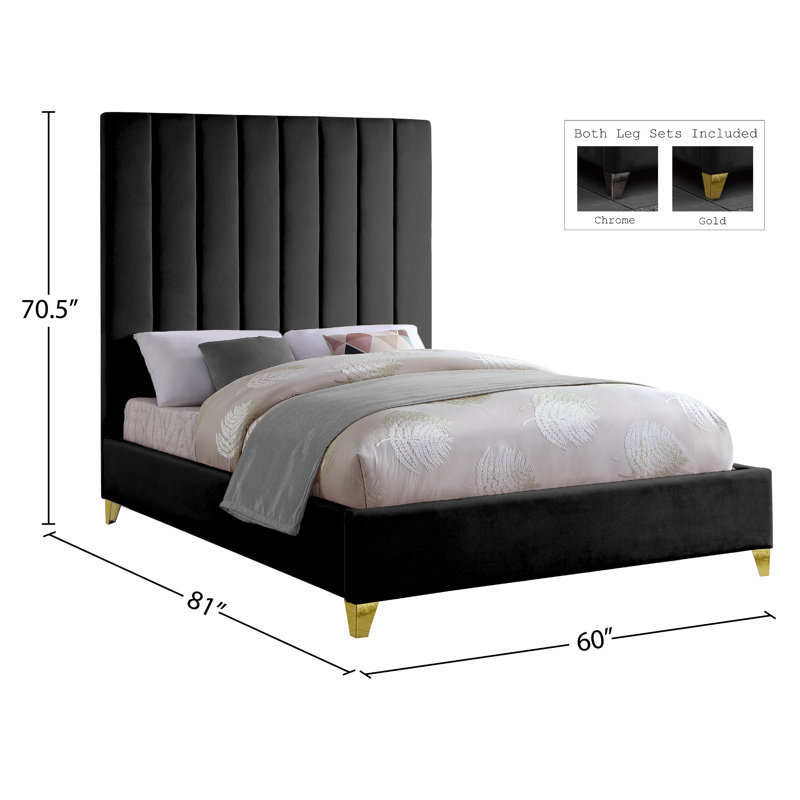 Lit plateforme tapissier Sibert, Velours noir, Double