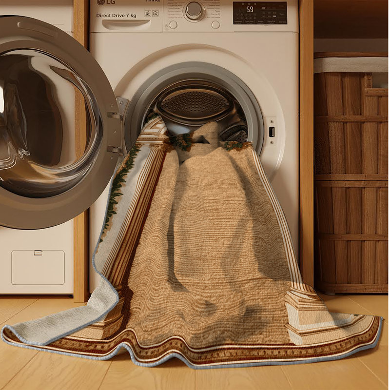 Tapis brun français lavable à la machine, Rectangle 4pi x 6 pi