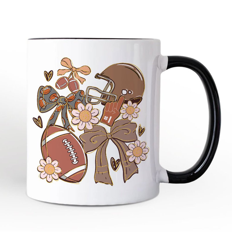 Tasse de marguerite Football Mom Coquette, cadeau rétro BCBG avec nom personnalisé