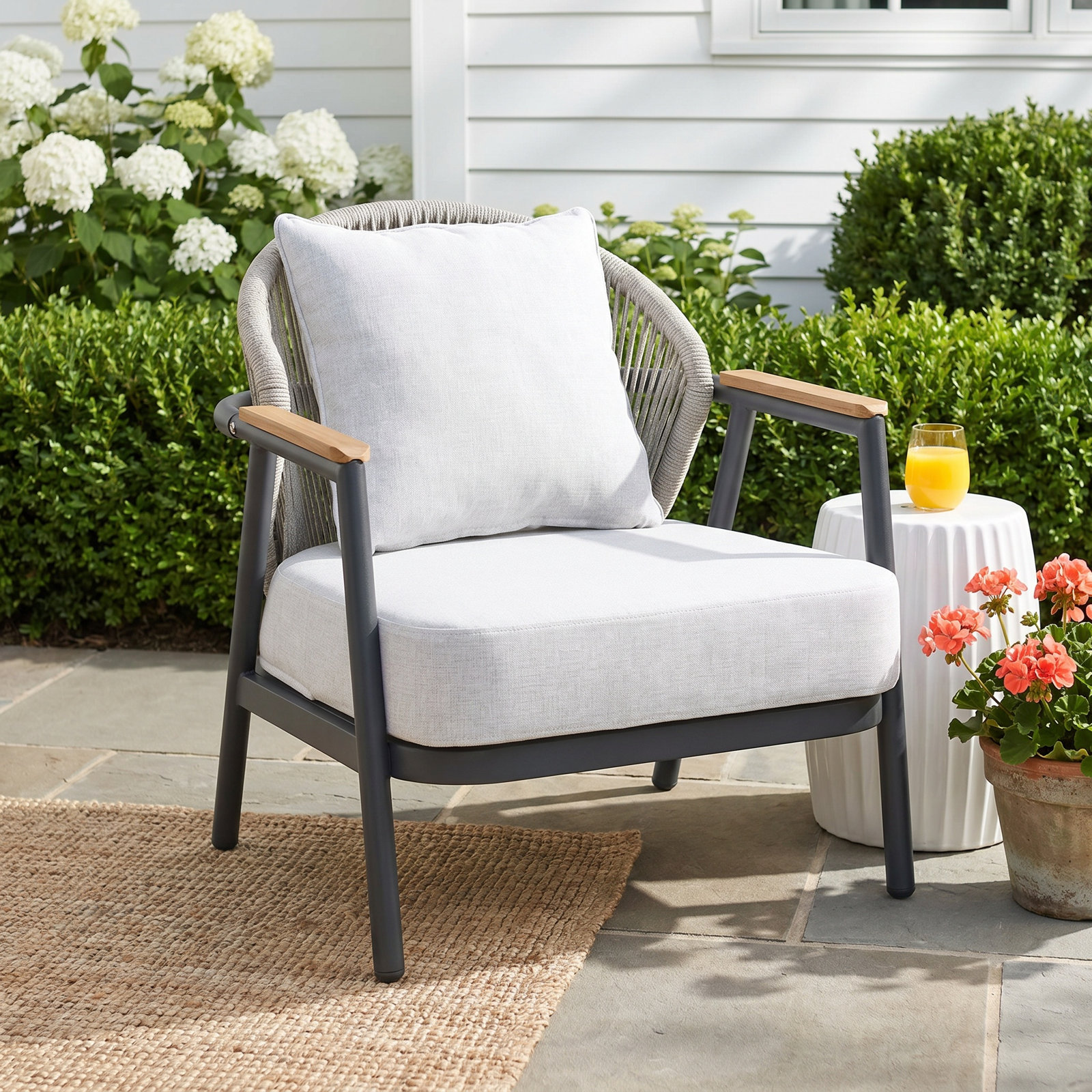 Outdoor Rope Club Chair, Teak