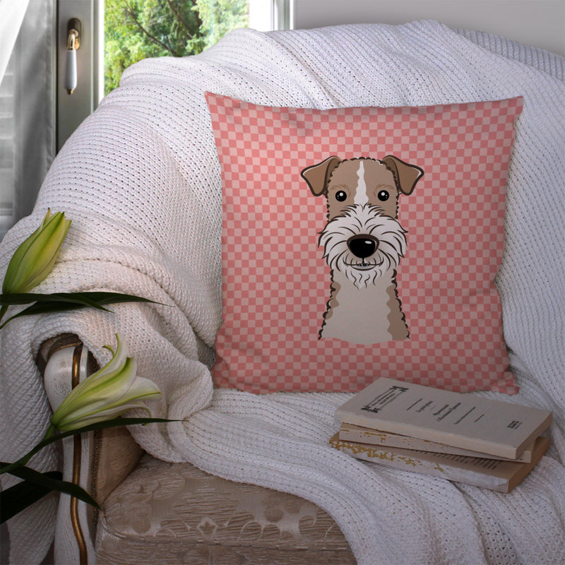 Coussin décoratif intérieur/extérieur terrier fox, H 14 po x l 14 po x P 4 po, Rose