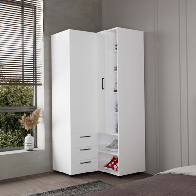 Armoire fonctionnelle avec rangement ouvert et tiroirs pour une organisation efficace des objets du quotidien et de la décoration