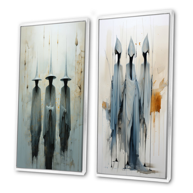 Minimalisme sorcières - ensemble de 2 reproductions d'art mural de sorcières, Cadre blanc, H 28 po x l 25 po
