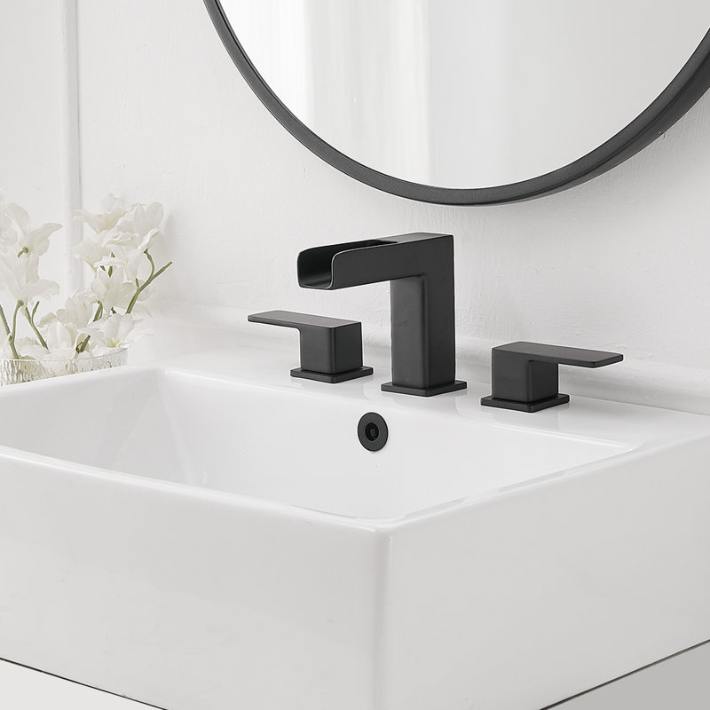2-handle Bathroom Faucet with Drain Assembly, Matte Black