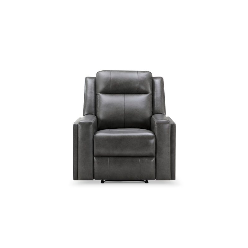 Ashlinn Recliner, Gray Genuine Leather