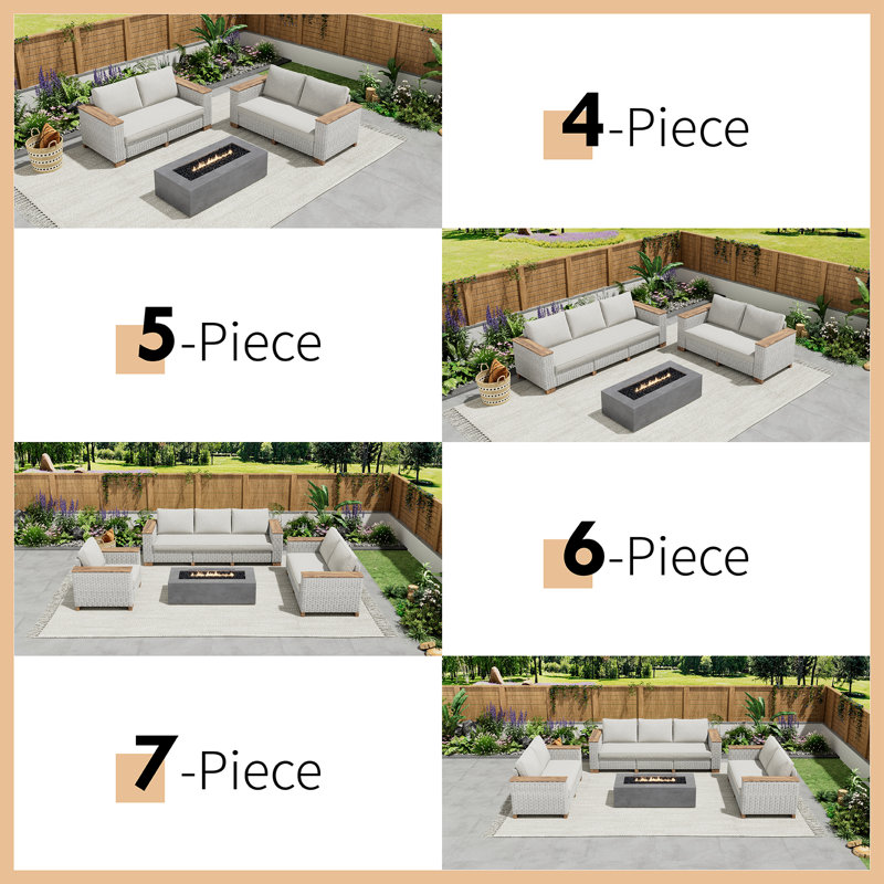 Akosh 6 - Person Patio Conversation Sets with Cushions