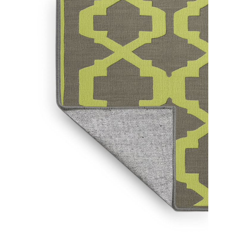Tapis gris en treillis lavable à la machine, Rond 7 pi