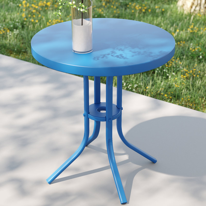 Table de bout en acier Ebern Designs, H 18,1 po x L 16,9 po x l 16,9 po, Marine