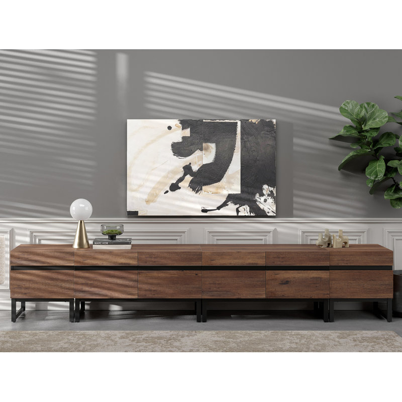 Aadam Modern TV Stand, 4 In 1 Entertainment Center TV Console With Storage Cabinets And Metal Base,Media Console For Living Room