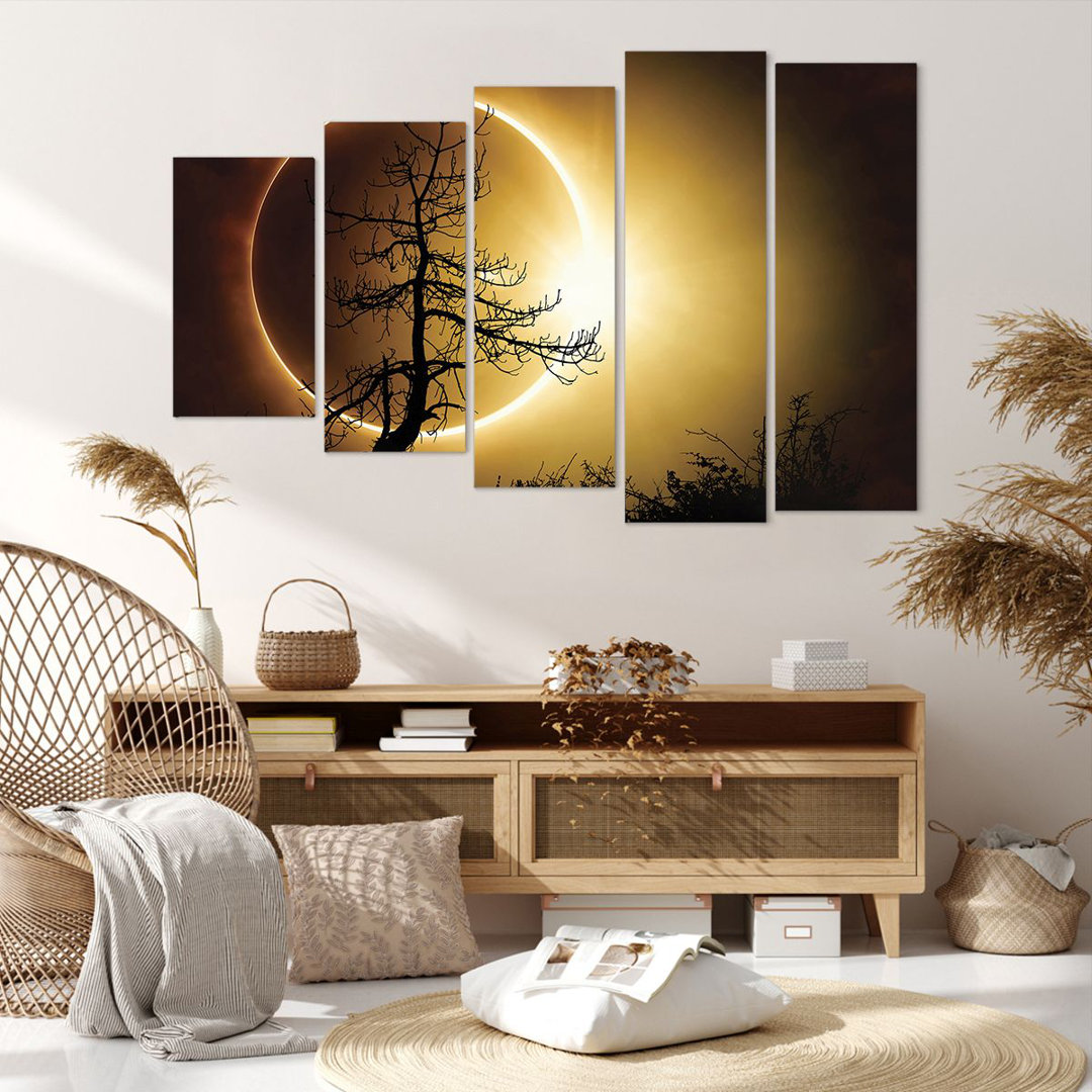 5-tlg. Leinwandbilder-Set Eclipse The Sun Tree