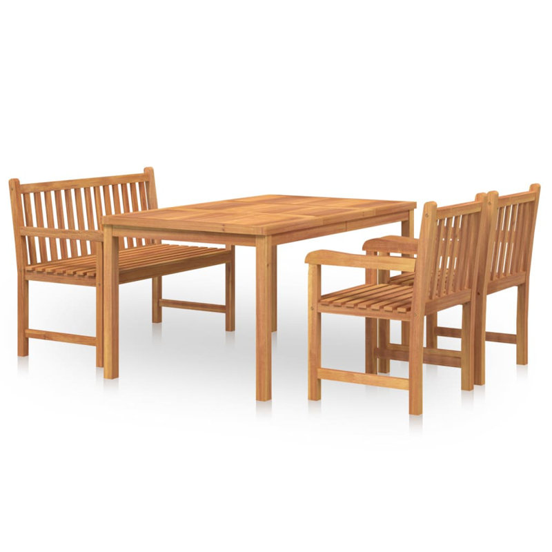 Arviso 3 - Person Teak Patio Dining Set with Rectangular Table