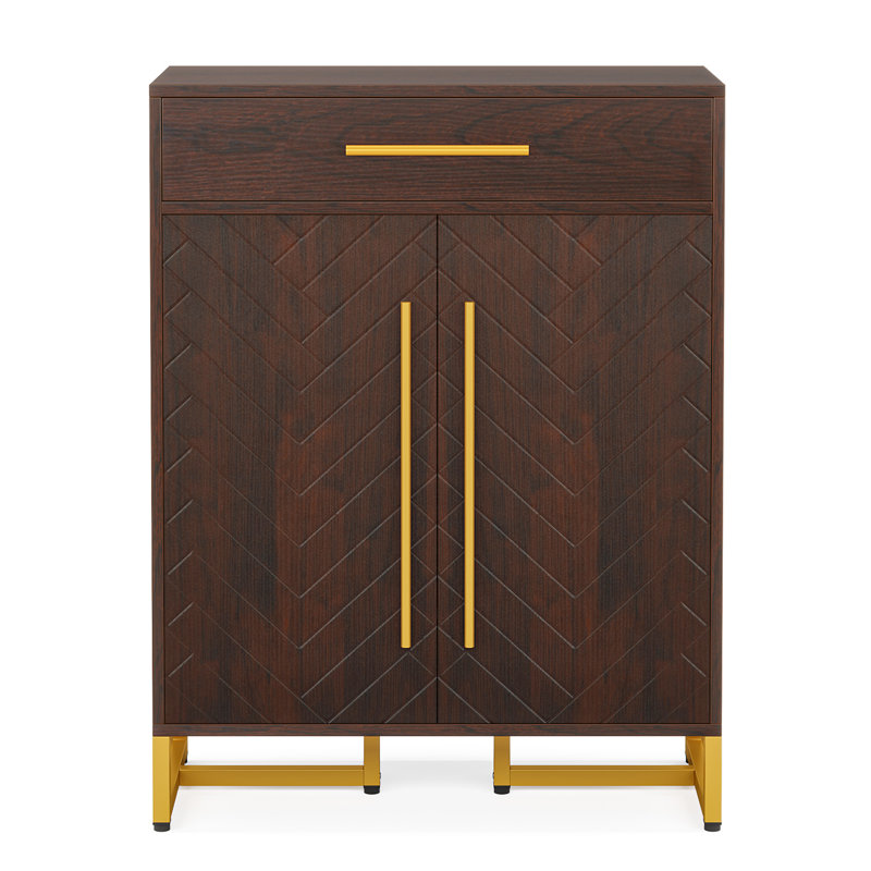 Armoire de rangement 29,52 pouces en bois noyer à 6 niveaux avec portes