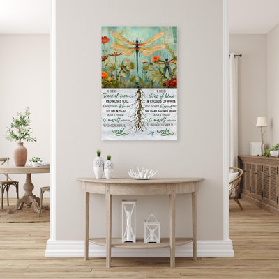 Dragonfly What A Wonderful World - 1 Piece Rectangle Graphic Art Print On Wrapped Canvas