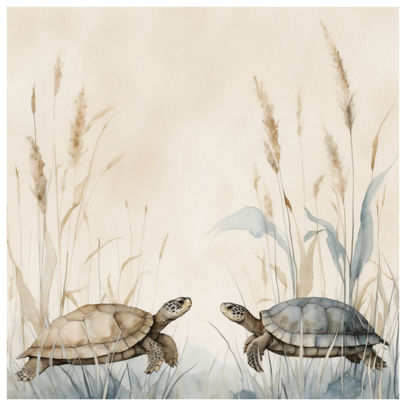 Tortues dans des couvertures d'herbe, L 60 po x H 80 po