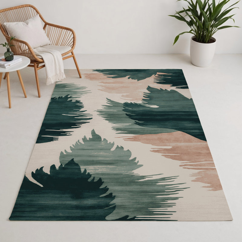 Watercolor Beige Indoor and Outdoor Area Rug, Rectangle 9' x 12'