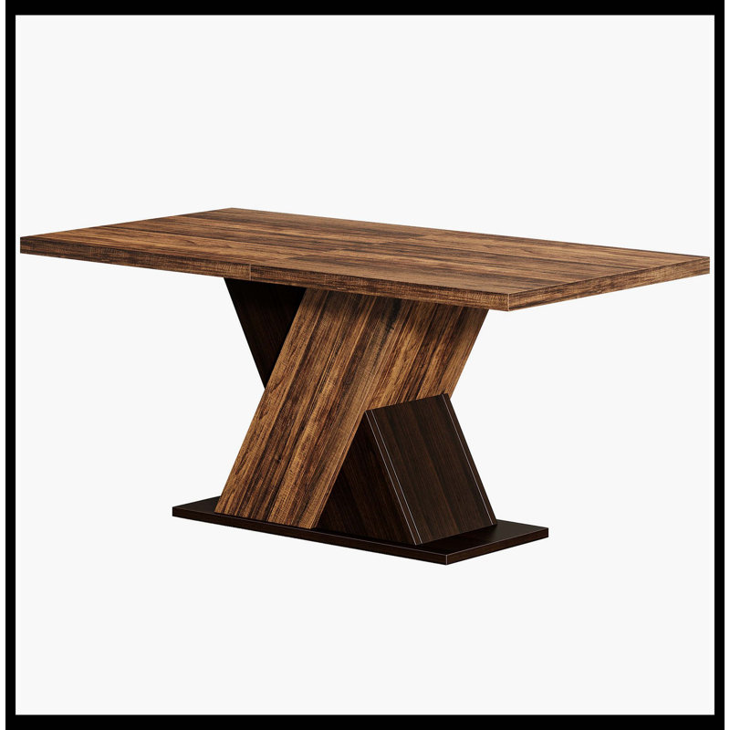 55" Dining Table, Wood Kitchen Dinner Table For 4-6