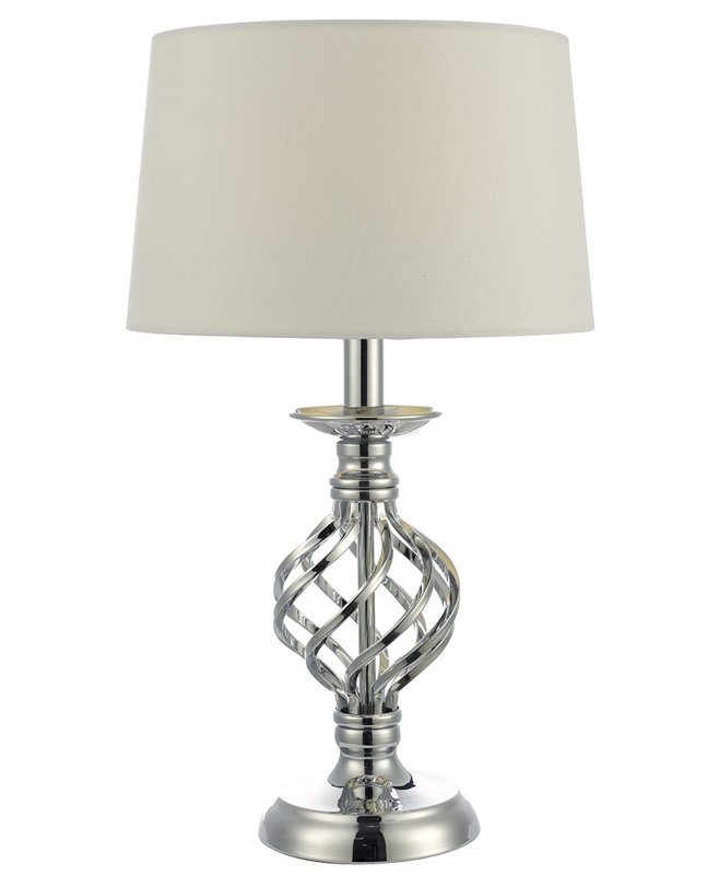 Estelle Metal Table Lamp, Polished Chrome/Ivory