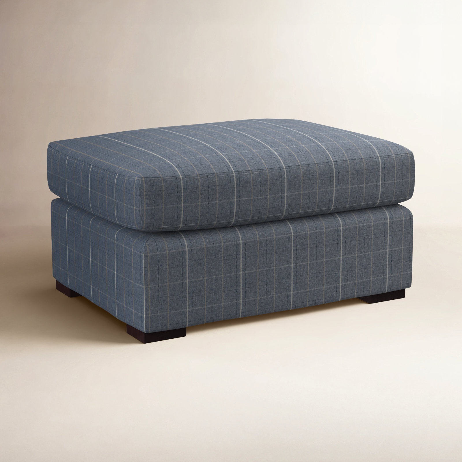 Somerset Upholstered Ottoman, Black, Vanilla Crypton Performance
