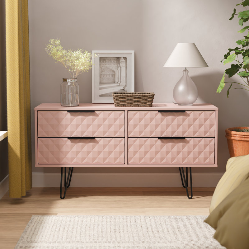 Talita 115cm W 4 - Drawer Chest of Drawers, Pink