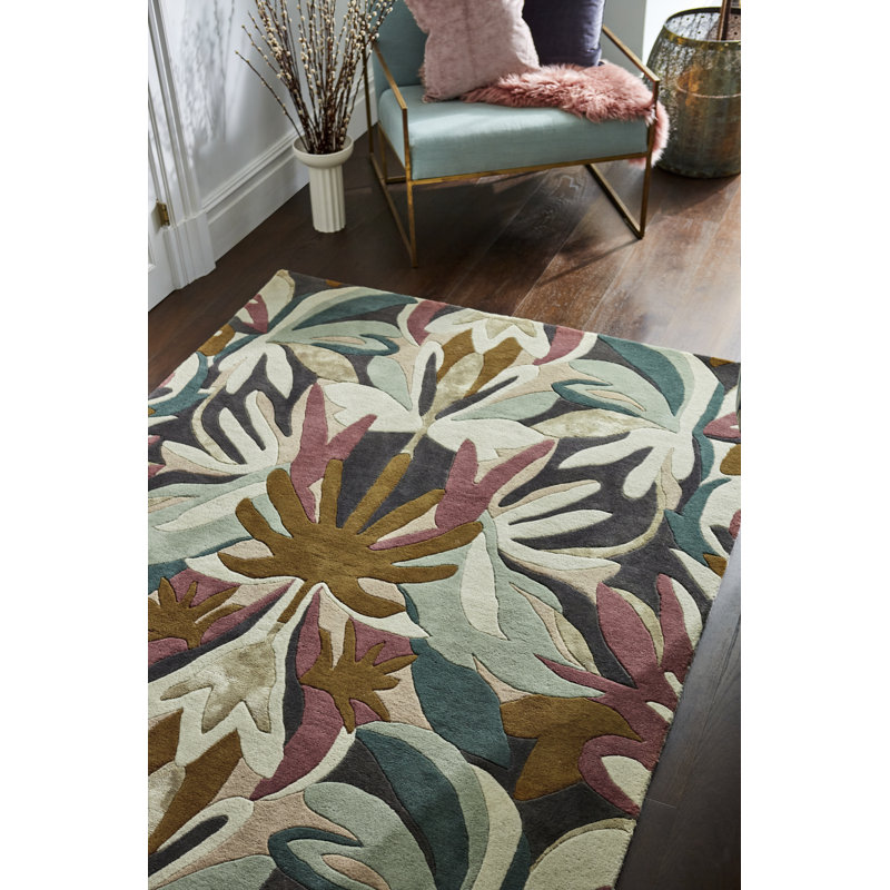 Hand Tufted Floral Area Rug, Rectangle 8'2" x 11'6"