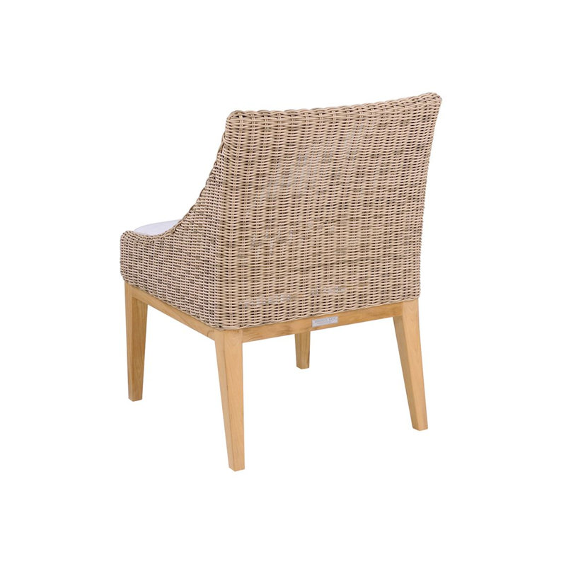 Frances Teak Patio Dining Chair with Cushion, Canvas Canvas Sunbrella® Canvas, Frances Textured Gray