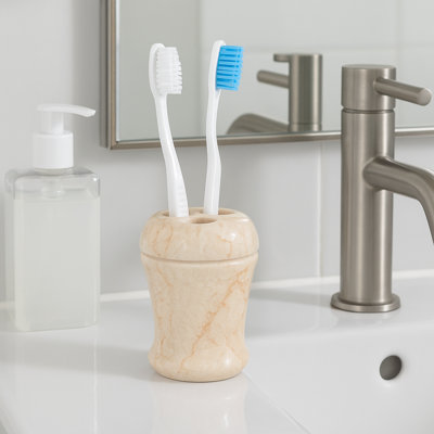 Beige Marble Fluted Collection Toothbrush Holder
