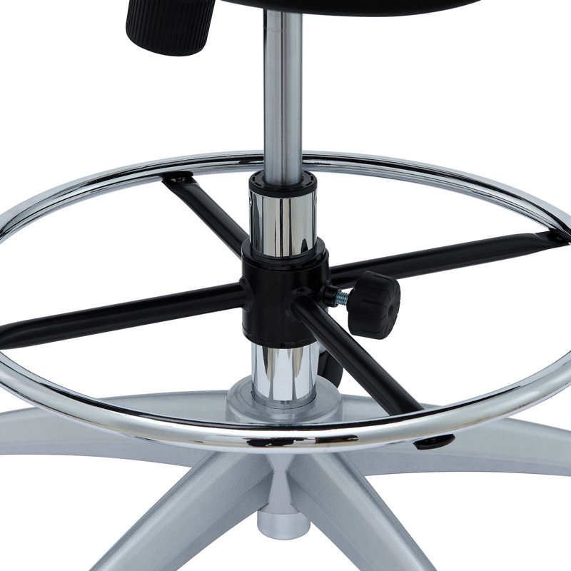 Modway Attainment Vinyl Drafting Chair - Drafting Stool With Flip-Up Arm, Brown