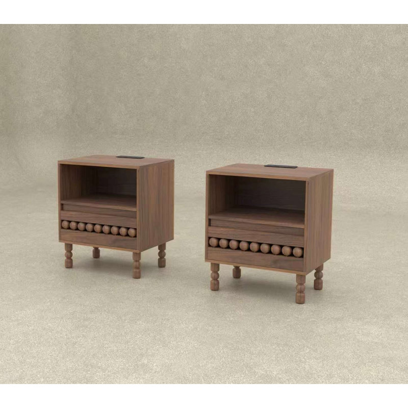 20.67cm W Solid Wood Bedside Table