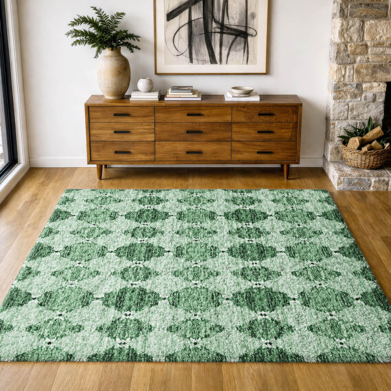 Tapis marocain de qualité supérieure à poils longs Dream Shag ADS610, 8' x 10', Emerald