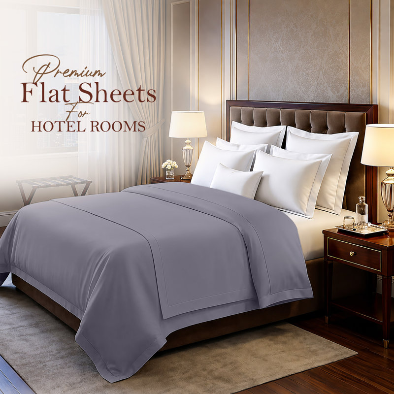 Luxury Soft Microfiber 140 Thread Count Flat Sheet Easy Care Breathable Bedding Sheet, Double (4'6), GREY
